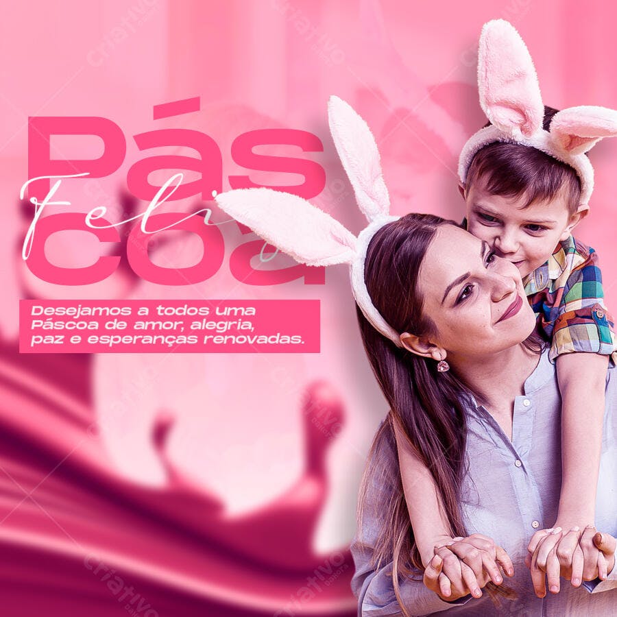 Postagem Páscoa Família PSD Editável