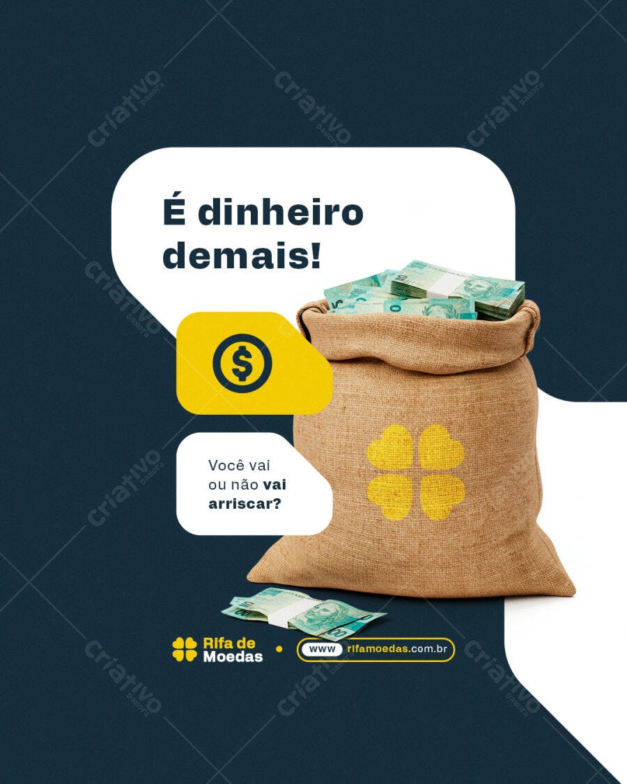 Post para Rifa de Moedas PSD Editável