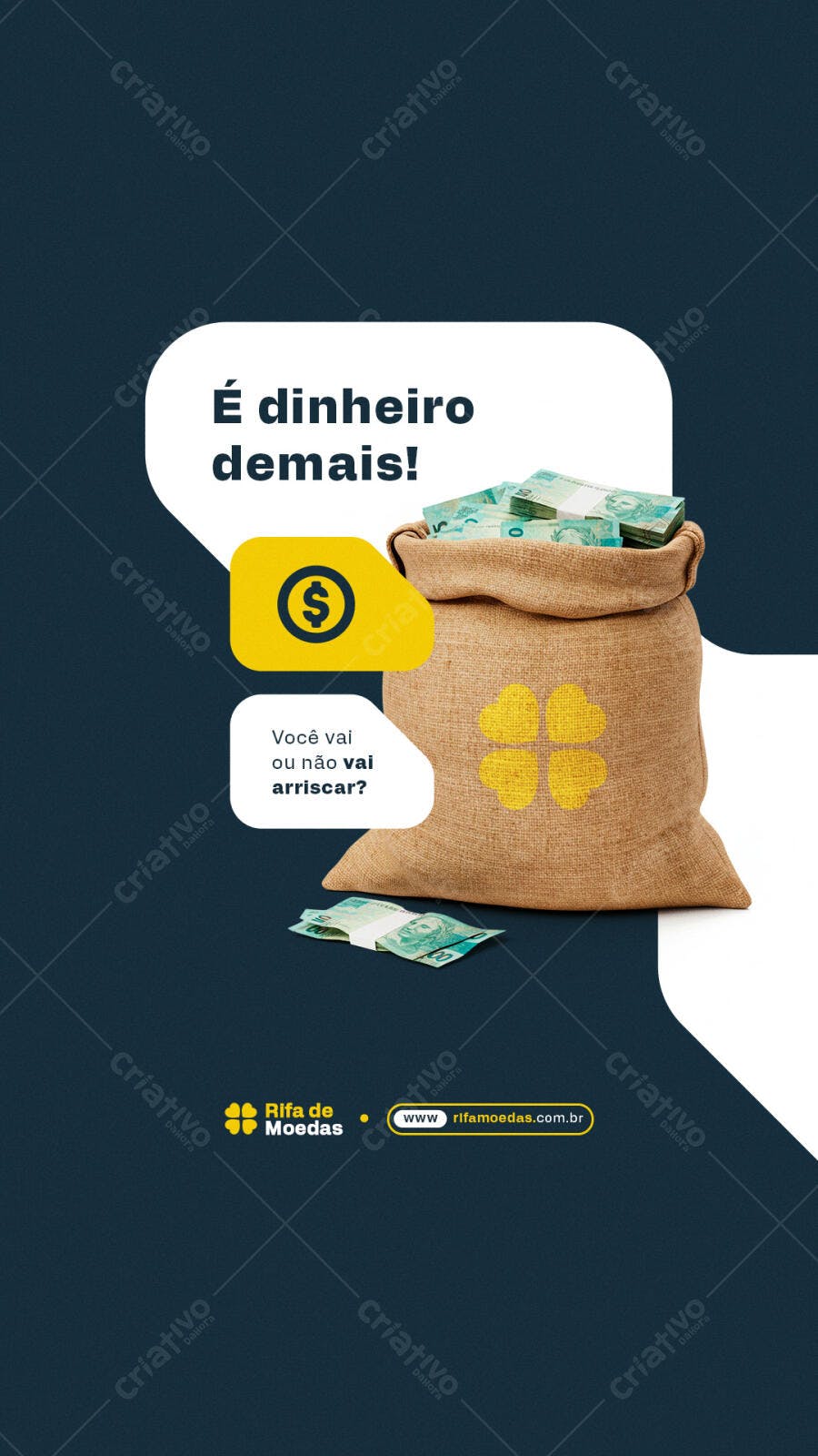 Flyer para Rifa de Moedas PSD Editável