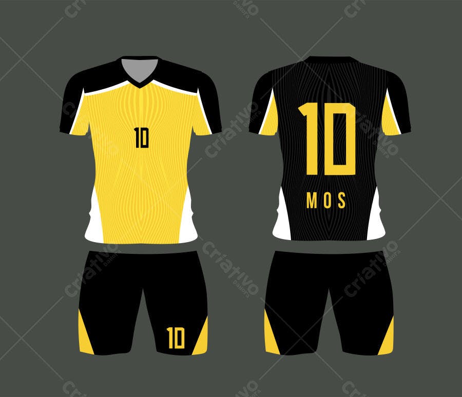 Ilustração Vetorial Uniforme Esportivo Amarelo e Preto