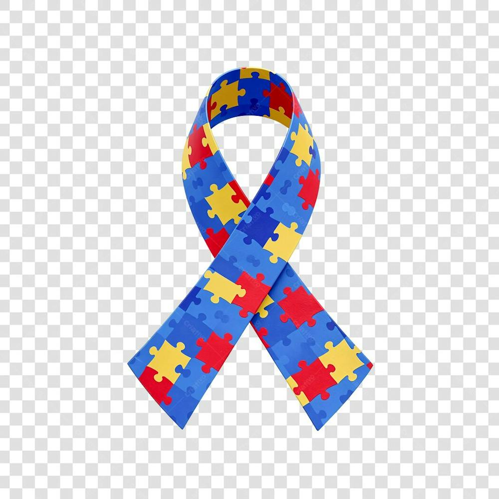 Uma fita renderizada em 3D simbolizando a conscientização do autismo