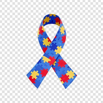 Uma fita renderizada em 3D simbolizando a conscientização do autismo