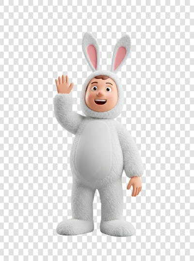 HOMEM COM ROUPA DE COELHO PNG TRANSPARENTE
