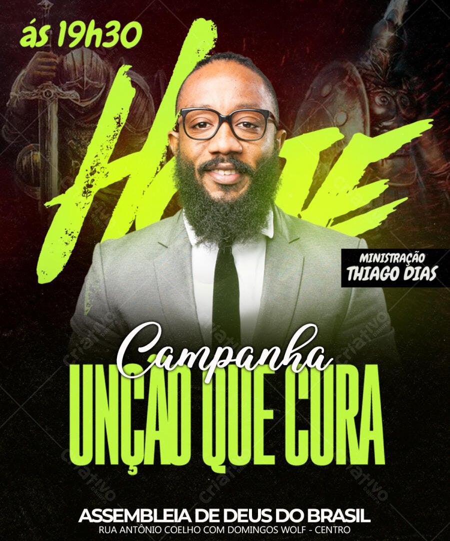 Flyer para Campanha Unção que Cura PSD Editável