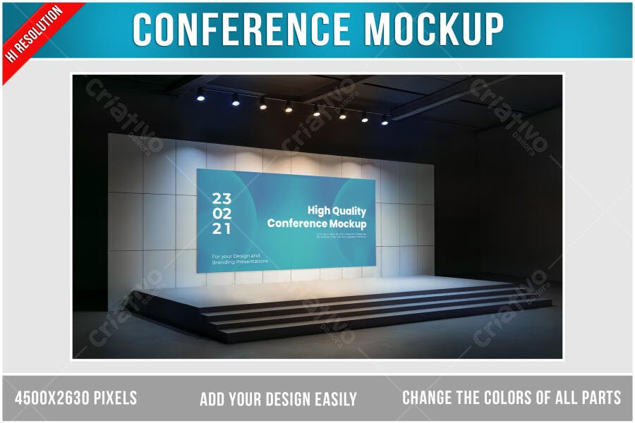 Mockup de Banner para Conferência: Design Moderno