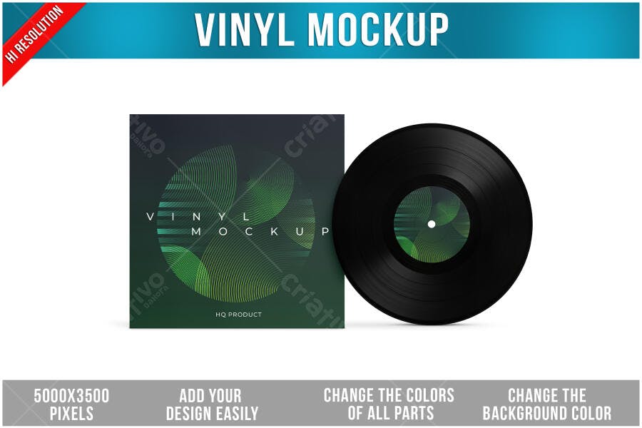 Mockup de Vinil com Design Moderno em Verde e Preto