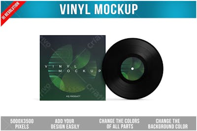 Disco de Vinil PSD editável Mockup
