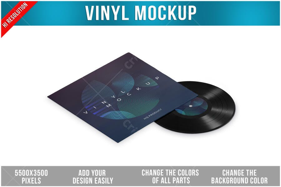 Mockup de Capa de Vinil com Design Moderno