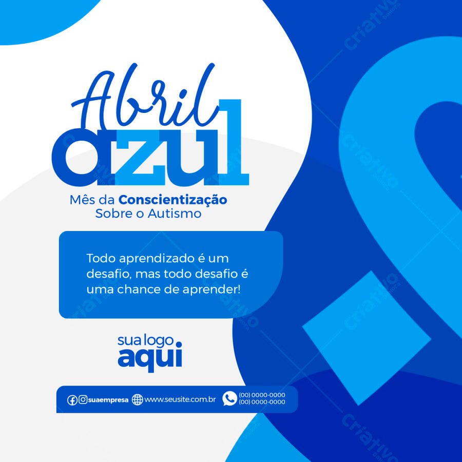 Post para Abril Azul PSD Editável