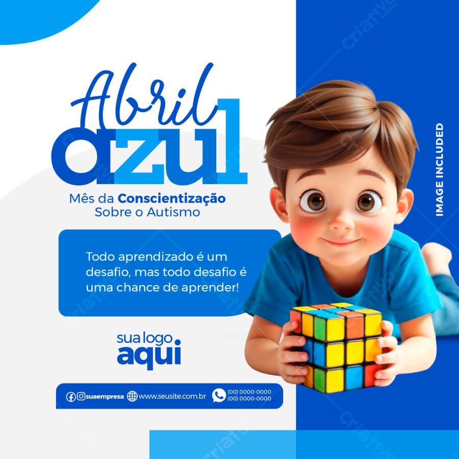 Post para o Abril Azul PSD Editável