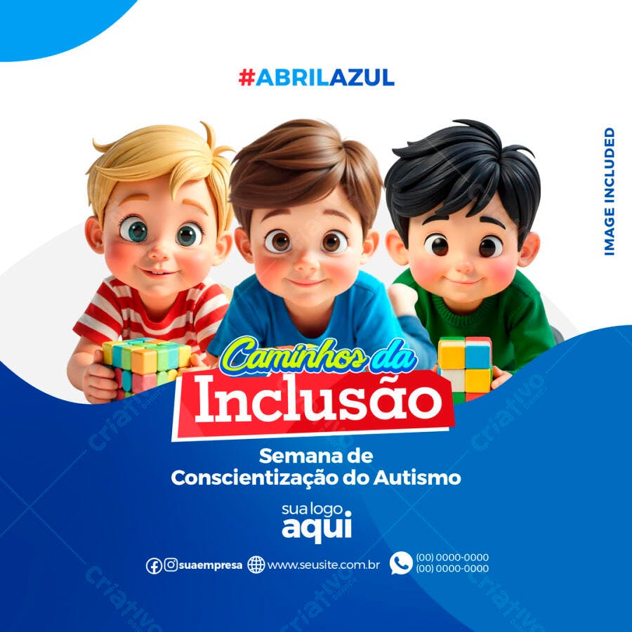 Post para o Abril Azul PSD Editável