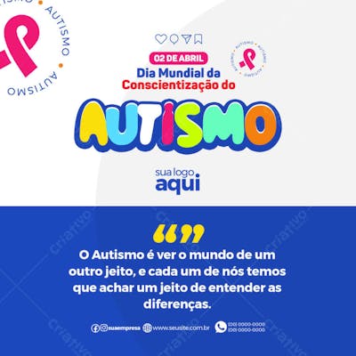 SOCIAL MEDIA DIA MUNDIAL DE CONSCIENTIZAÇÃO DO AUTISMO