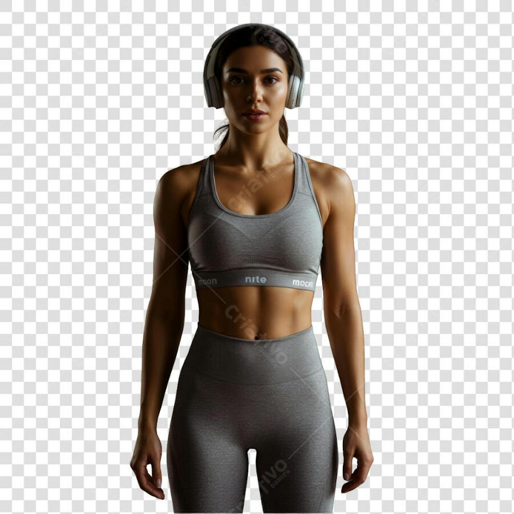 mulher academia roupa cinza fitness