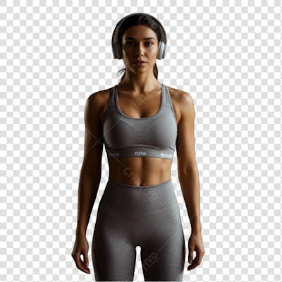 mulher academia roupa cinza fitness