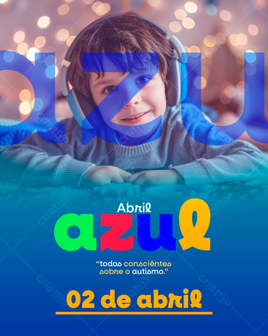 Flyer Dia Mundial da Conscientização do Autismo 02 de Abril PSD Editável