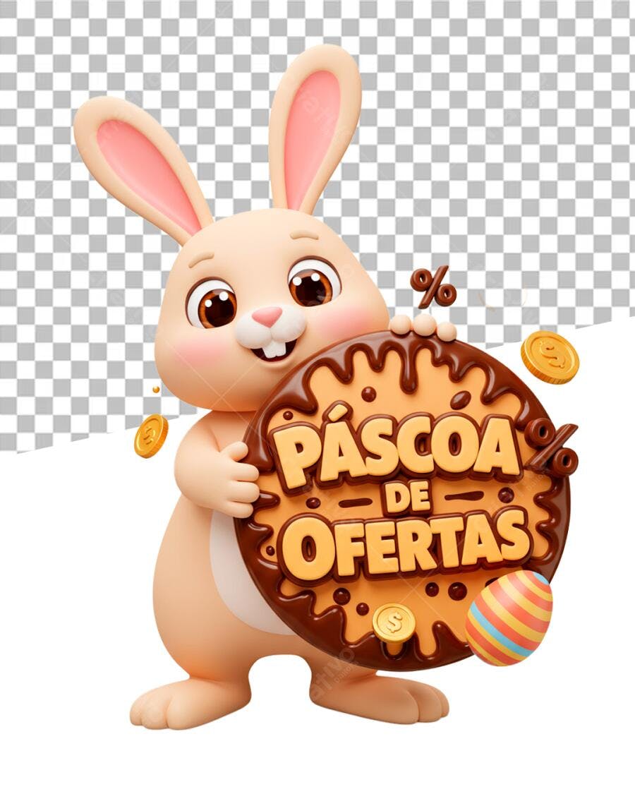 Selo 3D promocional Páscoa marrom e bege