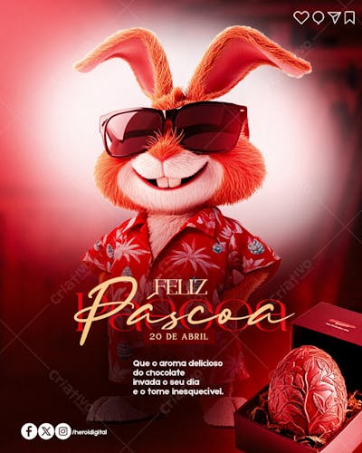 FELIZ PÁSCOA 2025 COELHO E OVO DE CHOCOLATE LOJA