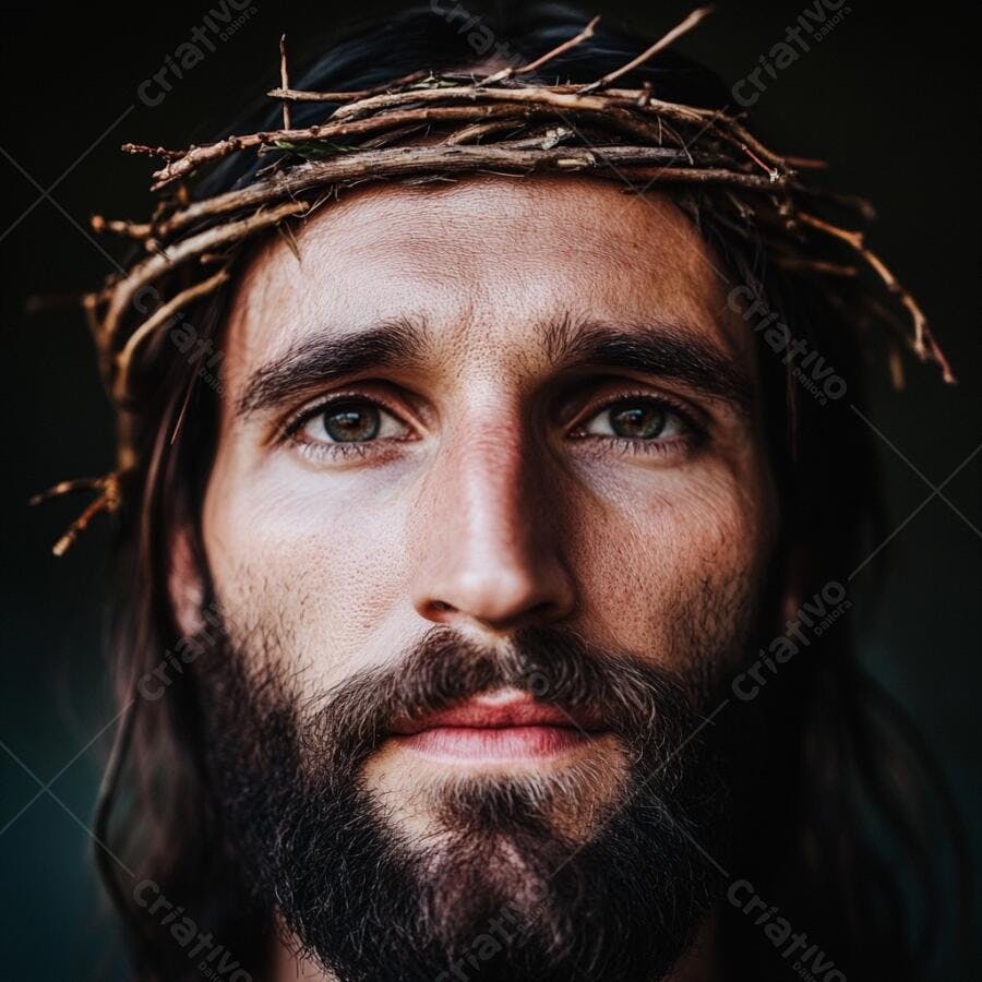 Homem com coroa de espinhos retrato