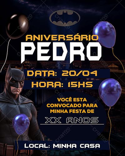 CONVITE DE ANIVERSARIO INFANTIL DO BATMAN