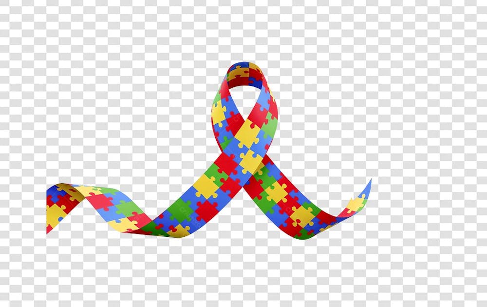 Uma renderização 3D de uma fita simbolizando a conscientização do autismo