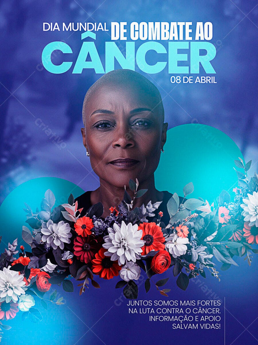 Poster Dia Mundial de Combate ao Câncer PSD Editável