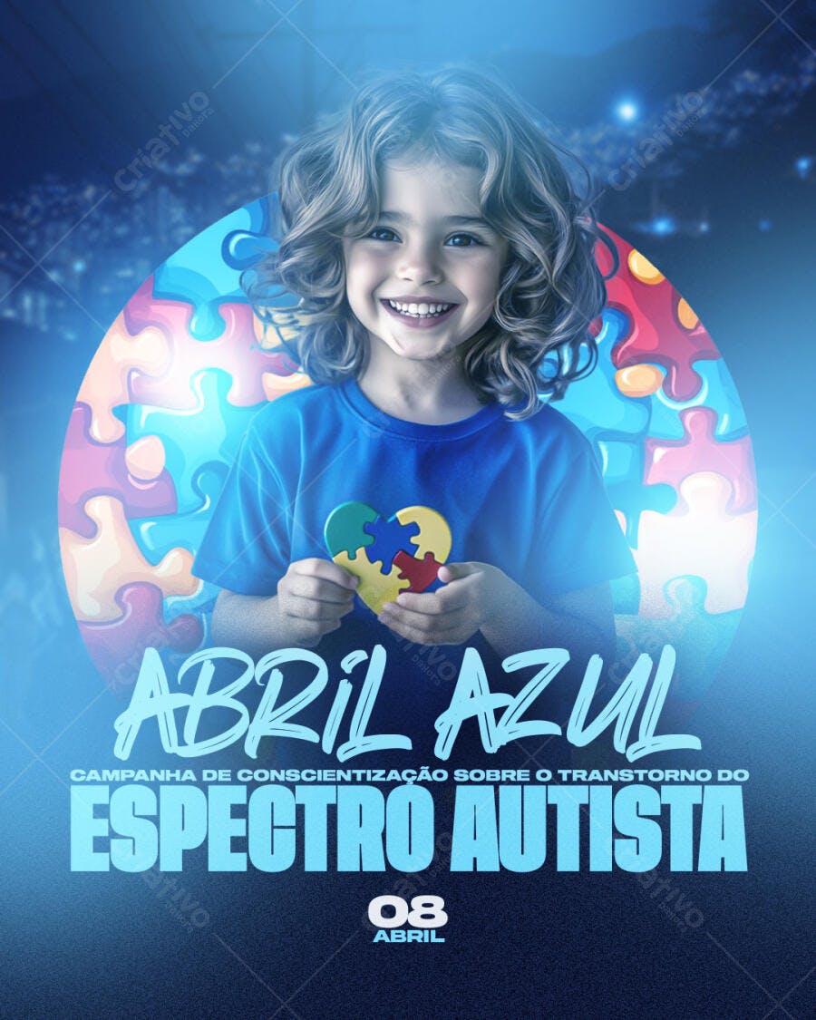 Flyer Abril Azul PSD Editável