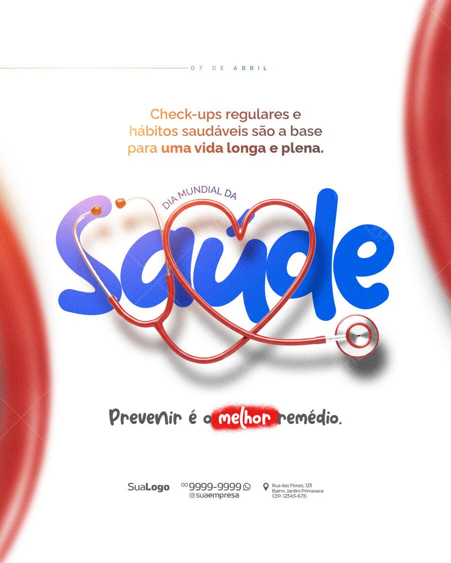 Post para o Dia Mundial da Saúde PSD Editável