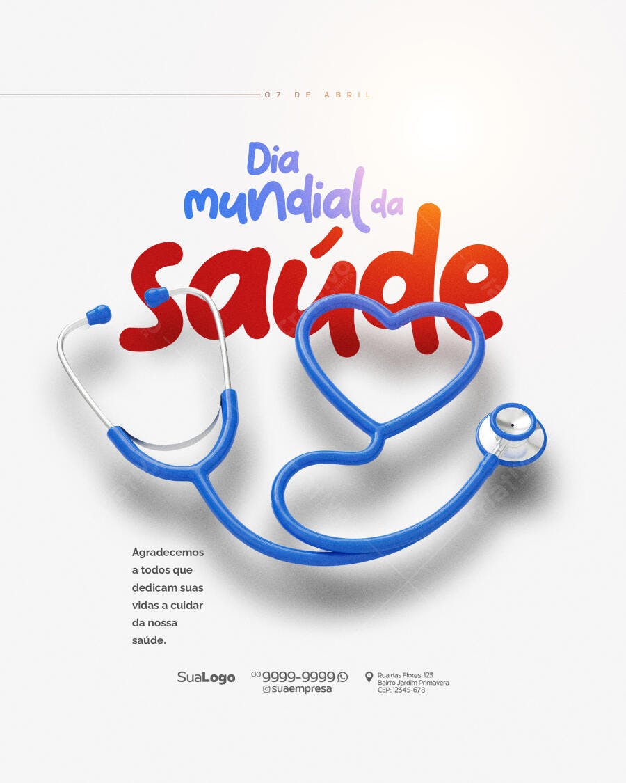 Post para o Dia Mundial da Saúde PSD Editável