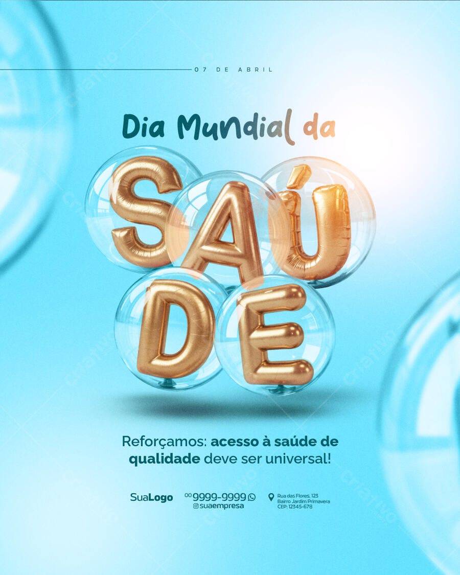 Flyer Dia Mundial da Saúde PSD Editável