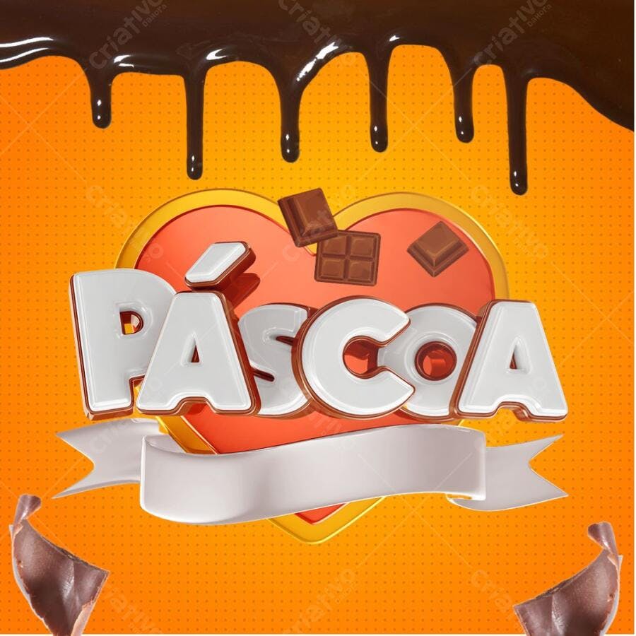 Post Instagram Páscoa com chocolate e corações Editável no Canva