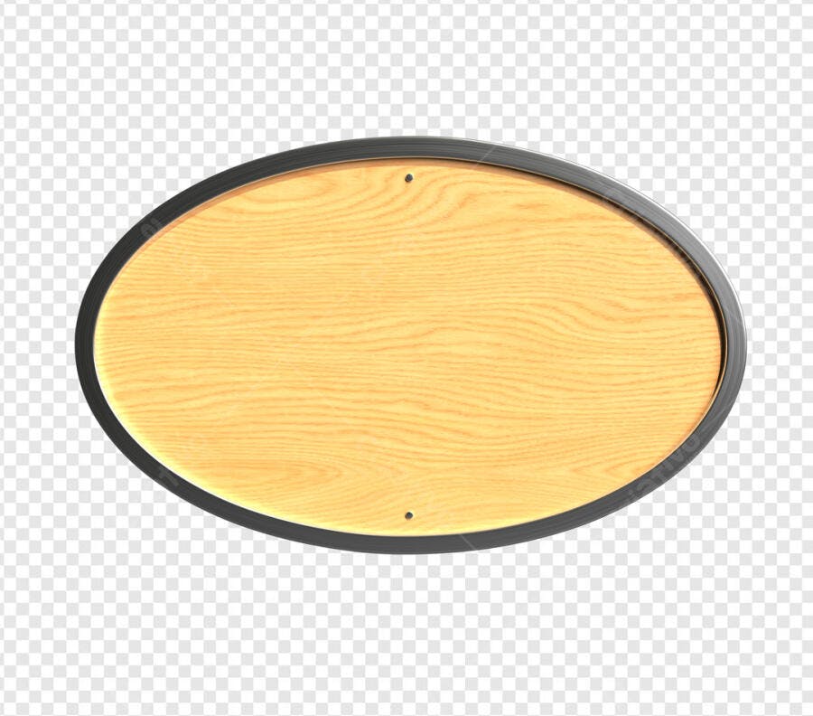 Placa Oval em Madeira PSD Editável