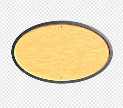 PLACA OVAL DE MADEIRA COM BORDA METAL 5
