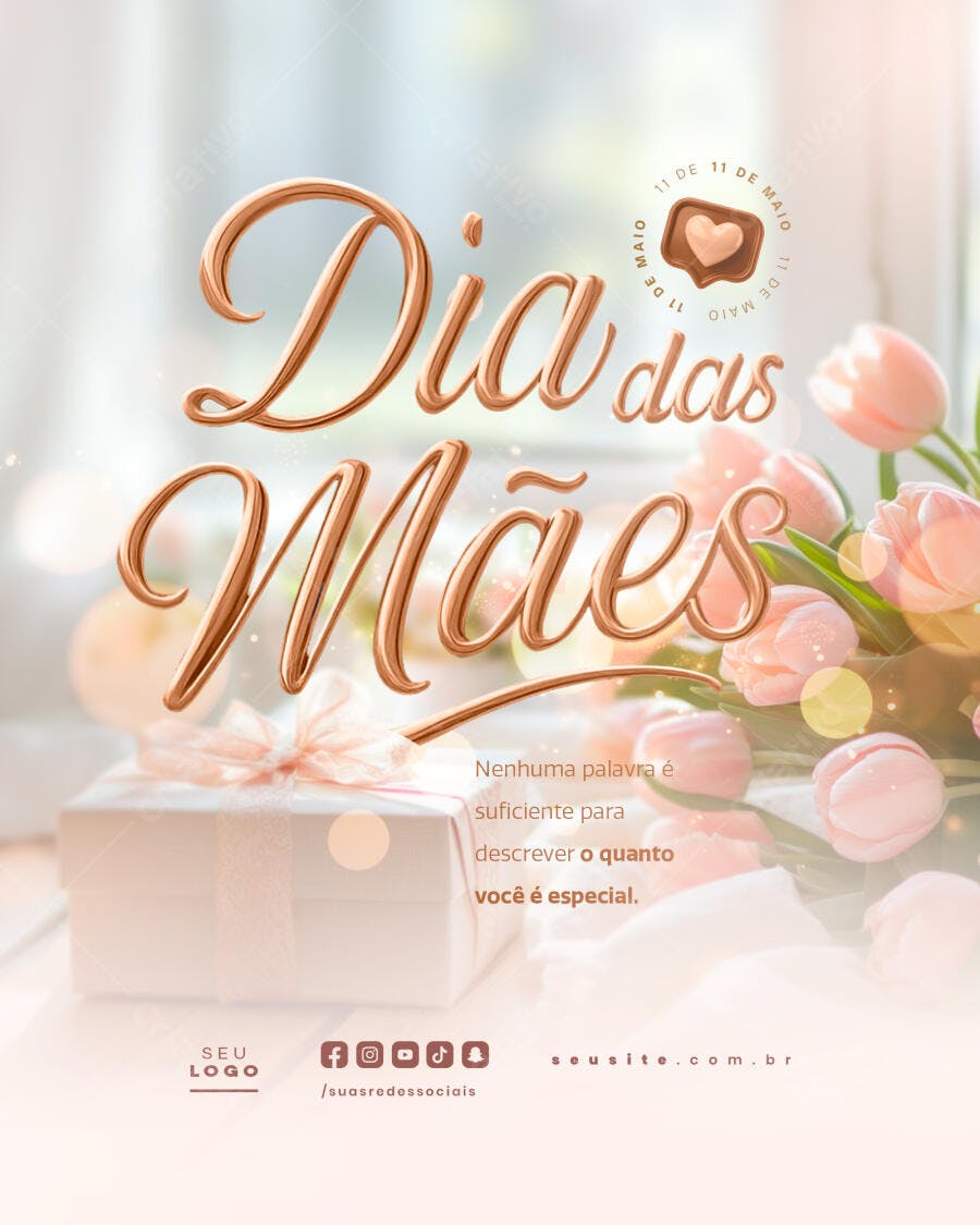 Flyer Dia das Mães Rose Gold PSD Editável