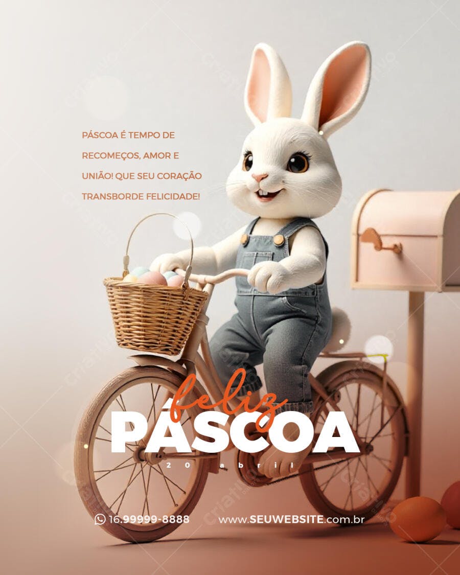 Flyer Páscoa com Coelho PSD Editável
