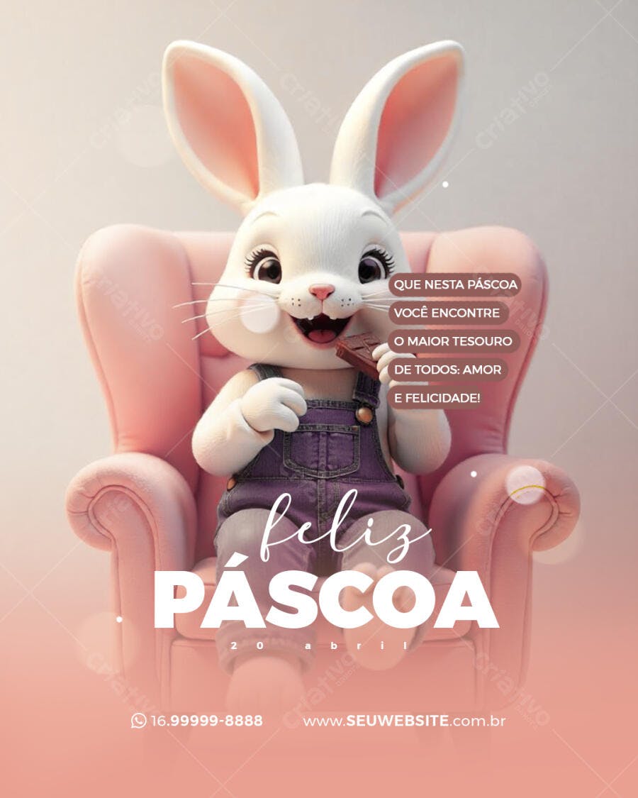 Flyer Páscoa com Coelho PSD Editável