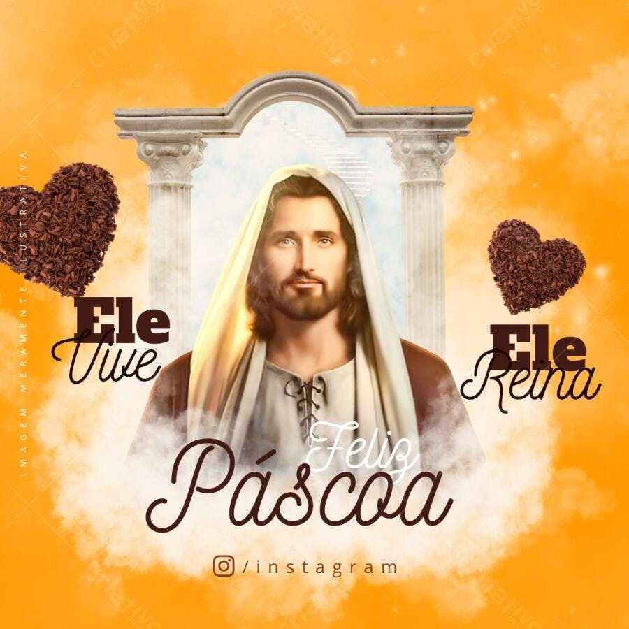 Post Instagram Páscoa Jesus Cristo marrom e dourado Editável no Canva