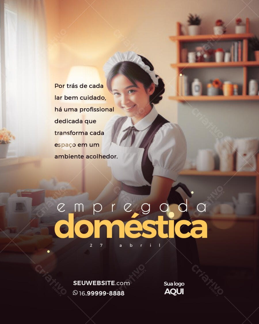 Flyer para Dia da Empregada Doméstica 27 de Abril PSD Editável