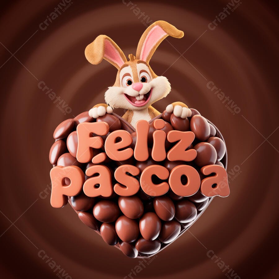 Flyer Páscoa com Coelho PSD Editável