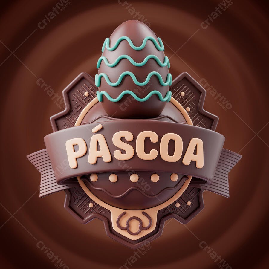 Logo Páscoa em Chocolate PSD Editável