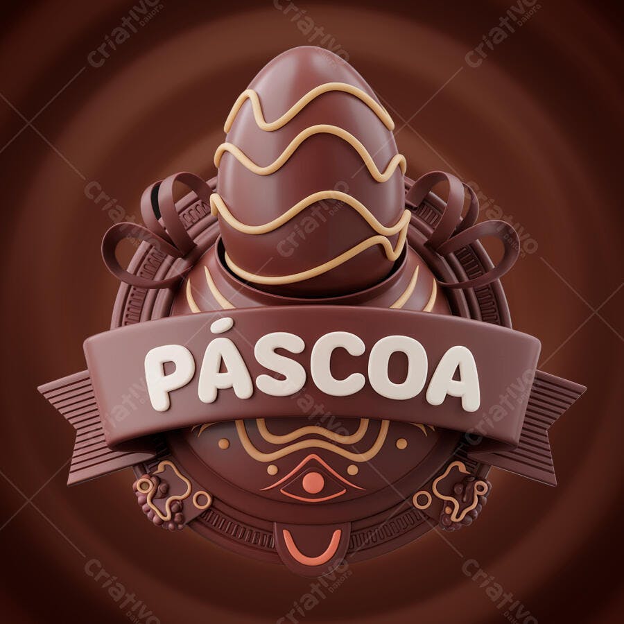 Arte Páscoa com Ovo de Chocolate PSD Editável