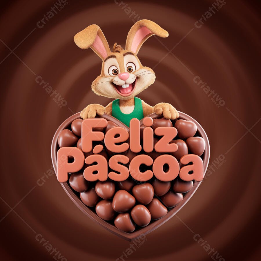 Flyer Páscoa com Coelho PSD Editável