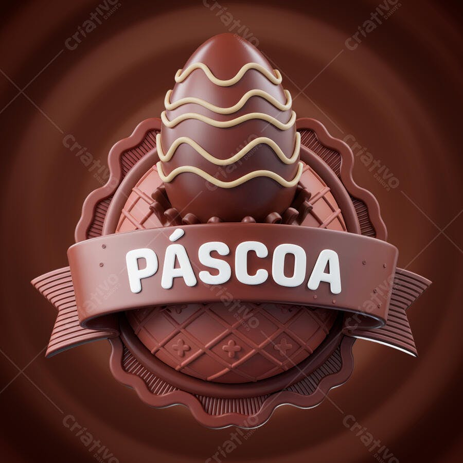 Design de Páscoa com Ovo de Chocolate PSD Editável