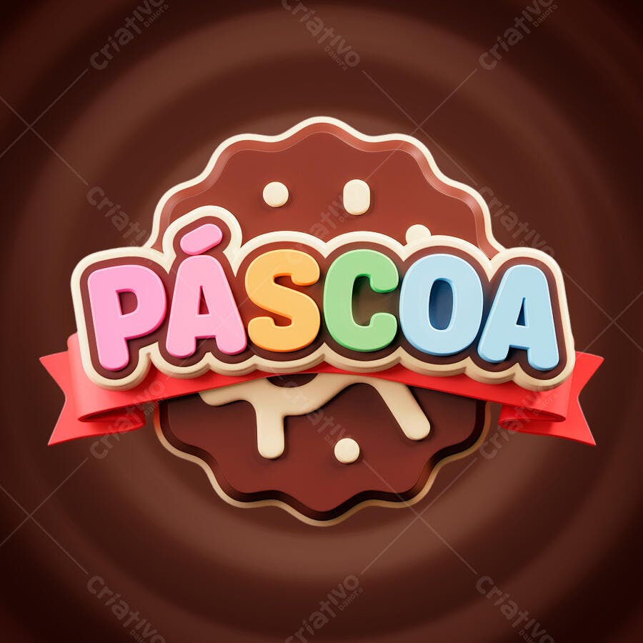 Logo Páscoa Colorida PSD Editável