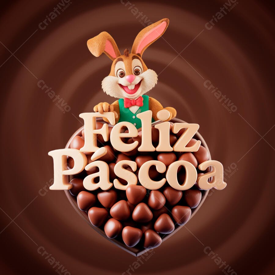 PSD Feliz Páscoa com Coelho e Chocolates
