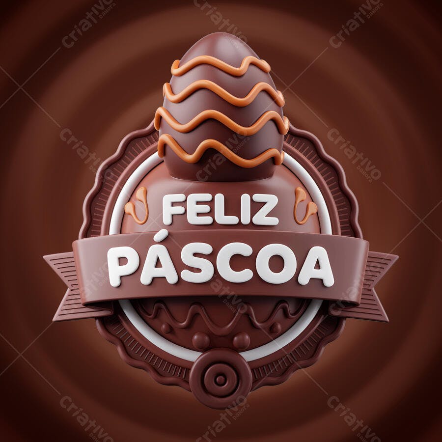 Logotipo Feliz Páscoa PSD Editável
