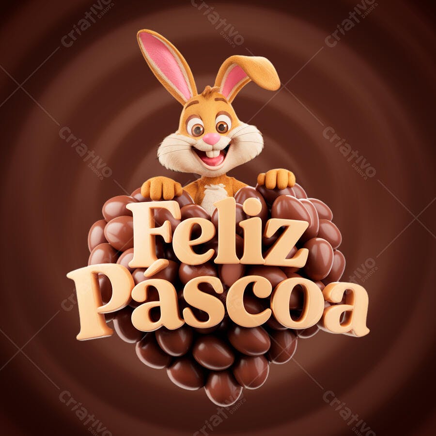 Flyer Páscoa com Coelho PSD Editável
