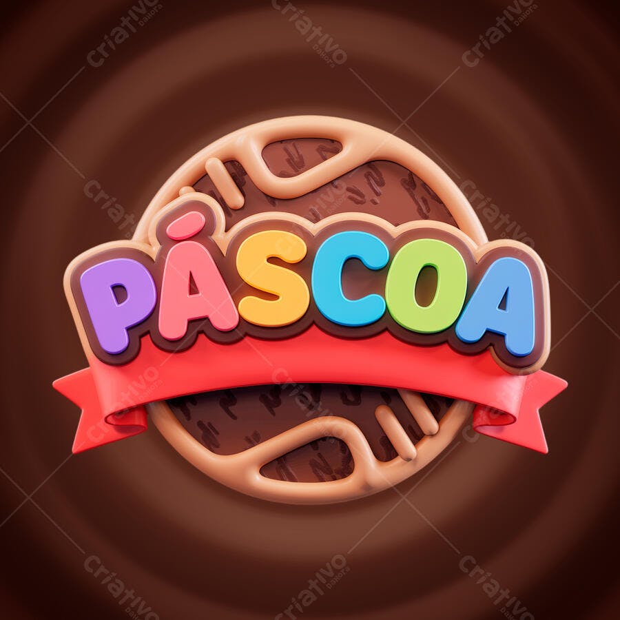 Logo Páscoa Colorida PSD Editável
