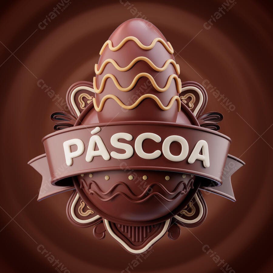 Logo Páscoa Ovo de Chocolate PSD Editável