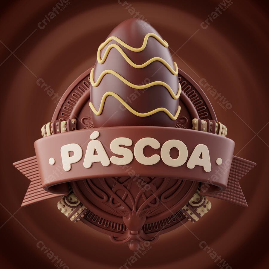 Banner Páscoa com Ovo de Chocolate PSD Editável
