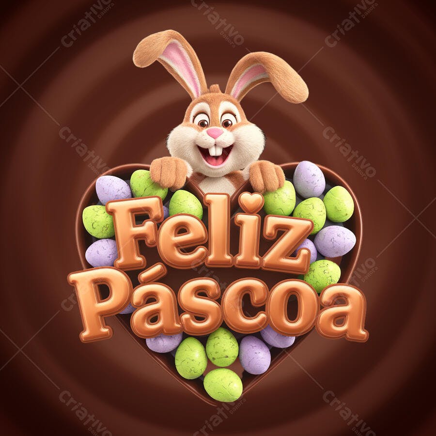 Flyer Páscoa com Coelho PSD Editável
